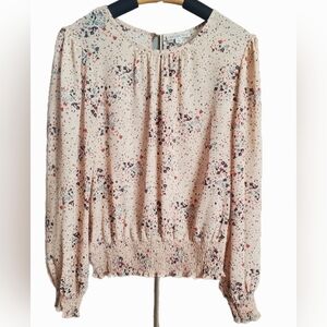 Pink Relaxed Blouse with Bishop Sleeves and Peter Pan Collar